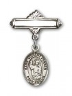 Pin Badge with St. Vincent Ferrer Charm and Polished Engravable Badge Pin