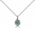 Charm Miraculous Medal Necklace with Blue Enamel