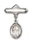 Pin Badge with St. Zachary Charm and Polished Engravable Badge Pin