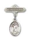 Pin Badge with St. Stephen the Martyr Charm and Godchild Badge Pin