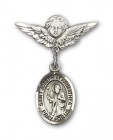Pin Badge with St. Joseph of Arimathea Charm and Angel with Smaller Wings Badge Pin