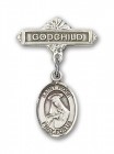 Pin Badge with St. Rose of Lima Charm and Godchild Badge Pin