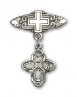 Pin Badge with 4-Way Charm and Badge Pin with Cross