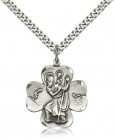 Swimmer Skier St. Christopher Clover Necklace