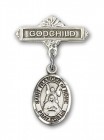 Pin Badge with St. Frances of Rome Charm and Godchild Badge Pin