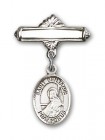 Pin Badge with St. Benjamin Charm and Polished Engravable Badge Pin
