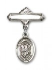 Pin Badge with St. George Charm and Polished Engravable Badge Pin