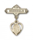 Baby Badge with Guardian Angel Charm and Godchild Badge Pin