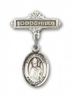Pin Badge with St. Dennis Charm and Godchild Badge Pin