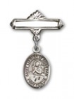 Pin Badge with St. Lidwina of Schiedam Charm and Polished Engravable Badge Pin