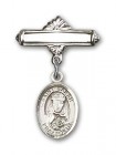 Pin Badge with St. Sarah Charm and Polished Engravable Badge Pin