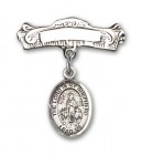 Pin Badge with Lord Is My Shepherd Charm and Arched Polished Engravable Badge Pin