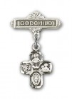 Baby Badge with 4-Way Charm and Godchild Badge Pin