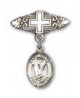 Pin Badge with St. Helen Charm and Badge Pin with Cross