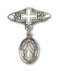 Pin Badge with Our Lady of Peace Charm and Badge Pin with Cross
