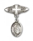 Pin Badge with St. Aaron Charm and Badge Pin with Cross