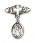 Pin Badge with St. Boniface Charm and Badge Pin with Cross