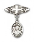 Pin Badge with St. Ignatius Charm and Badge Pin with Cross