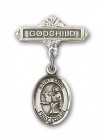Pin Badge with St. Luke the Apostle Charm and Godchild Badge Pin