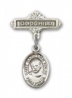 Pin Badge with St. Maximilian Kolbe Charm and Godchild Badge Pin