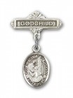 Pin Badge with St. Elizabeth of the Visitation Charm and Godchild Badge Pin