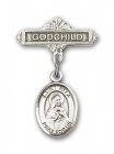 Pin Badge with St. Rita of Cascia Charm and Godchild Badge Pin