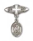 Pin Badge with St. William of Rochester Charm and Badge Pin with Cross