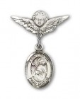 Pin Badge with St. Kevin Charm and Angel with Smaller Wings Badge Pin