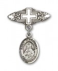 Pin Badge with St. Alexandra Charm and Badge Pin with Cross