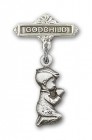 Baby Pin with Praying Boy Charm and Godchild Badge Pin