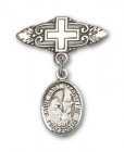 Pin Badge with St. Mary Magdalene Charm and Badge Pin with Cross