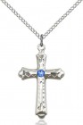 Matte Cross Pendant with Diamond Etching Birthstone Options