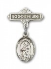 Pin Badge with St. Jane of Valois Charm and Godchild Badge Pin