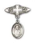 Pin Badge with St. Dennis Charm and Badge Pin with Cross