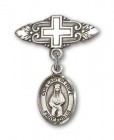Pin Badge with Our Lady of Hope Charm and Badge Pin with Cross
