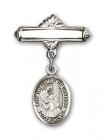 Pin Badge with St. Elizabeth of the Visitation Charm and Polished Engravable Badge Pin