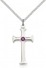 Women's Maltese Edge Cross Pendant with Birthstone Options