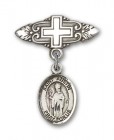 Pin Badge with St. Austin Charm and Badge Pin with Cross