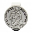 Round St. Christopher Visor Clip, Pewter - 1 1/2“ dia