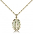 Women's Petite Miraculous Medal with Blue Enamel Necklace