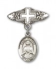 Pin Badge with St. Kateri Charm and Badge Pin with Cross