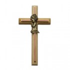 Pink Enamel Oak Wood Praying Girl Baby Cross 8"H  