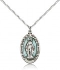 Women's Blue Enamel Center Miraculous Medal Pendant