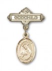 Pin Badge with St. Rose of Lima Charm and Godchild Badge Pin