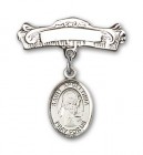 Pin Badge with St. Apollonia Charm and Arched Polished Engravable Badge Pin