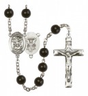 Men's St. Michael Navy Silver Plated Rosary