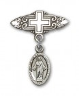 Pin Badge with Scapular Charm and Badge Pin with Cross