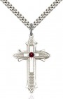 Large Women's Polished and Textured Cross Pendant with Birthstone Option