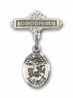 Pin Badge with St. Michael the Archangel Charm and Godchild Badge Pin