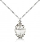 Petite Oval Baptism Medal with Shell In Cross Design
